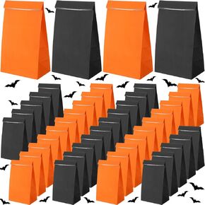 Qilery 50 Pcs Party Favor Bags Gift Bag, Colorful Kraft Paper Party Gift Bag for Children's Birthday, Wedding, Crafts, Party Supplies, Small Handleless Food Bag, 5 x 3 x 9 Inch (Red, Green) in Kuwait
