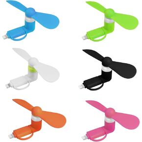 6 Pack Mini Cell Phone Fan 2-in-1 Fan Compatible for iPhone, iPad, Android Smartphone,Tablet - Colorful and Powerful- Cell Phone Summer Accessories in Saudi Arabia