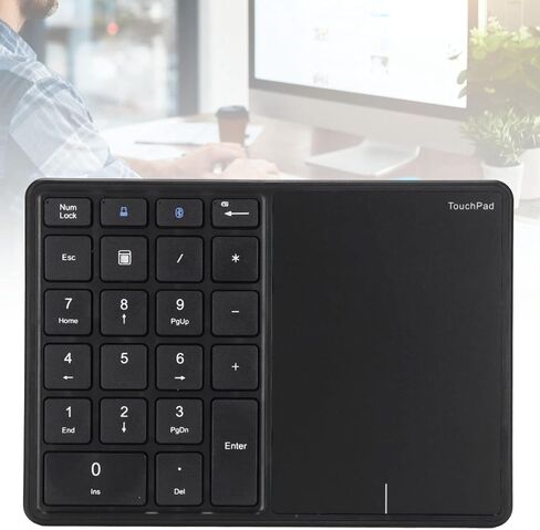 لوحة مفاتيح رقمية، BT5.0 و2.4G 22 مفتاح لوحة مفاتيح رقمية لاسلكية مع واجهة من النوع C وشاشة تعمل باللمس لوحة أرقام لاسلكية محمولة التوصيل والتشغيل (رمادي) in Kuwait