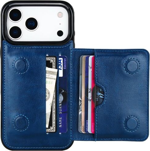 KIHUWEY Compatible with iPhone 17 Pro Max Wallet Case Credit Card Holder, Premium Leather Kickstand Flip Hidden Magnetic Clasp Durable Shockproof Protective Cover for 6.9 inch (Black) in Saudi Arabia