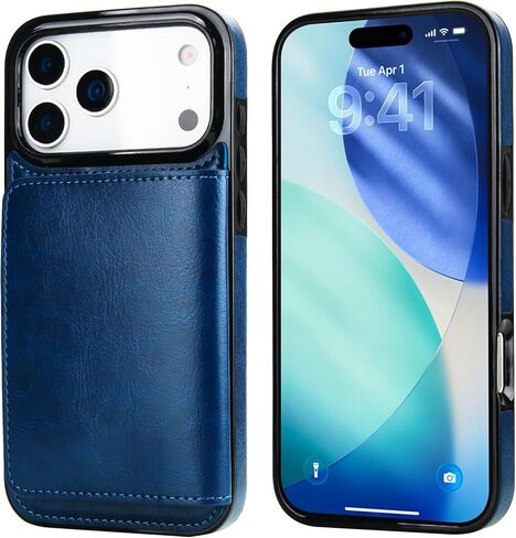 KIHUWEY Compatible with iPhone 17 Pro Max Wallet Case Credit Card Holder, Premium Leather Kickstand Flip Hidden Magnetic Clasp Durable Shockproof Protective Cover for 6.9 inch (Black) in Saudi Arabia
