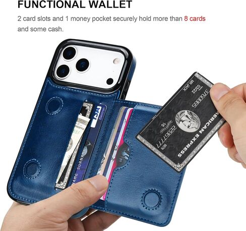 KIHUWEY Compatible with iPhone 17 Pro Max Wallet Case Credit Card Holder, Premium Leather Kickstand Flip Hidden Magnetic Clasp Durable Shockproof Protective Cover for 6.9 inch (Black) in Saudi Arabia