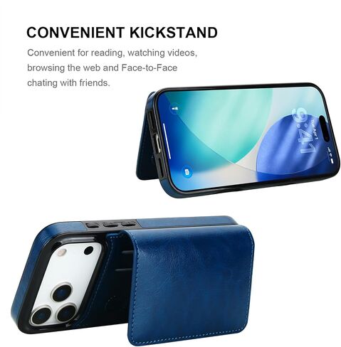 KIHUWEY Compatible with iPhone 17 Pro Max Wallet Case Credit Card Holder, Premium Leather Kickstand Flip Hidden Magnetic Clasp Durable Shockproof Protective Cover for 6.9 inch (Black) in Saudi Arabia