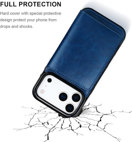 KIHUWEY Compatible with iPhone 17 Pro Max Wallet Case Credit Card Holder, Premium Leather Kickstand Flip Hidden Magnetic Clasp Durable Shockproof Protective Cover for 6.9 inch (Black) in Saudi Arabia