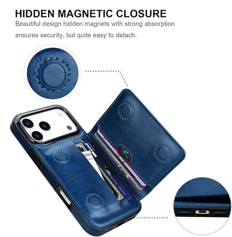 KIHUWEY Compatible with iPhone 17 Pro Max Wallet Case Credit Card Holder, Premium Leather Kickstand Flip Hidden Magnetic Clasp Durable Shockproof Protective Cover for 6.9 inch (Black) in Saudi Arabia