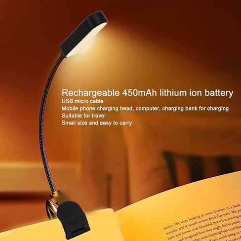 Book Reading Light Clip LED Lamp USB Rechargeable 3 Brightness Stepless Dimming 8 LEDs Eye Care Sleep Aid Portable for Readers Kids Travel People Studying in Saudi Arabia