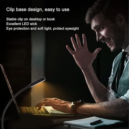 Book Reading Light Clip LED Lamp USB Rechargeable 3 Brightness Stepless Dimming 8 LEDs Eye Care Sleep Aid Portable for Readers Kids Travel People Studying in Saudi Arabia