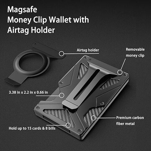 محفظة متنقلة مغناطيسية لجهاز Apple mag-Safe، مع حامل AirTag، ودرع RFID، ومشبك معدني للمحفظة، مناسبة لهاتف iPhone 17،16، 15، 14، 13، 12 Pro Max/Pro/Plus/Mini in Saudi Arabia
