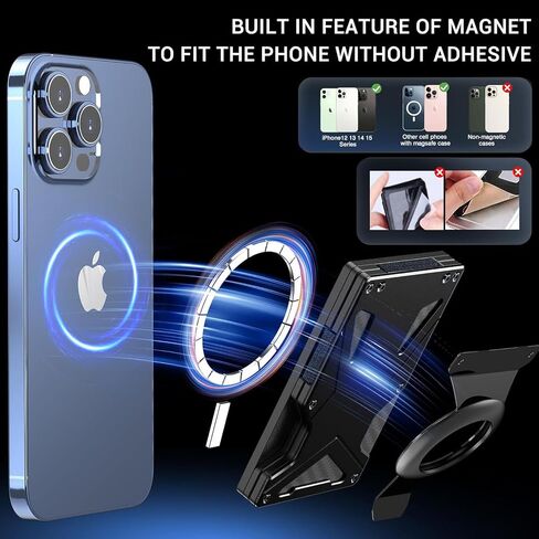 محفظة متنقلة مغناطيسية لجهاز Apple mag-Safe، مع حامل AirTag، ودرع RFID، ومشبك معدني للمحفظة، مناسبة لهاتف iPhone 17،16، 15، 14، 13، 12 Pro Max/Pro/Plus/Mini in Saudi Arabia