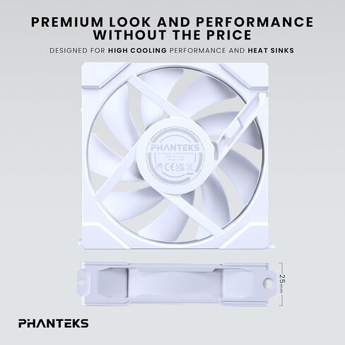 Phanteks M25-120 Gen2 Reversed Blade Triple Pack, 3X 120mm ARGB High Performance Cooling Fans, Daisy-Chain Unified Fan Frame, Infinity Mirror hub, Single Cable Connection, White in Saudi Arabia