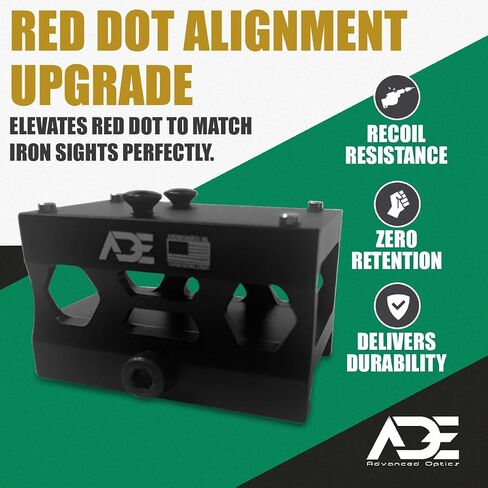 Ade Advanced Optics Absolute Cowitness Riser High Mount – CNC Machined Aluminum with Trapezoid Cuts – Compatible with Holosun HS407C/HS507C/HS508T, Trijicon RMR Red Dot Sight – Matte Black in Saudi Arabia