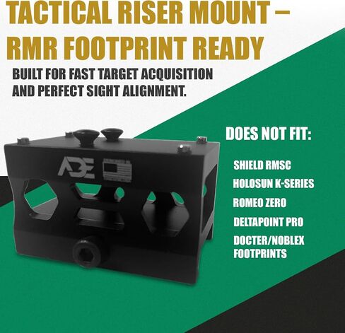 Ade Advanced Optics Absolute Cowitness Riser High Mount – CNC Machined Aluminum with Trapezoid Cuts – Compatible with Holosun HS407C/HS507C/HS508T, Trijicon RMR Red Dot Sight – Matte Black in Saudi Arabia