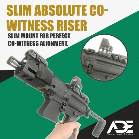 Ade Advanced Optics Absolute Cowitness Riser High Mount – CNC Machined Aluminum with Trapezoid Cuts – Compatible with Holosun HS407C/HS507C/HS508T, Trijicon RMR Red Dot Sight – Matte Black in Saudi Arabia