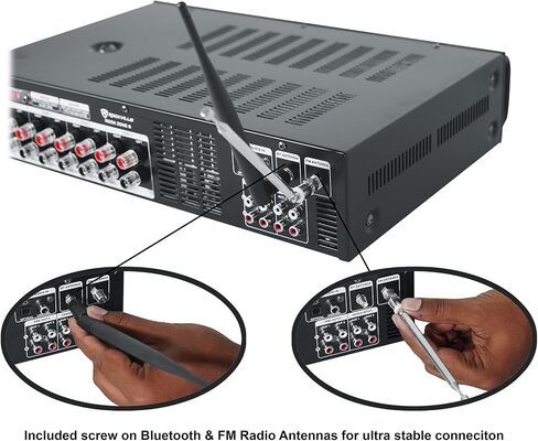 Rockville Bundle Rock Zone 8 8-Channel 1000W RMS Multi Room Receiver/Amplifier Bundle with (8) HP5S-8 BK 5.25" Outdoor/Indoor Home Theater Speakers w/Swivel Bracket (9 Items) in Saudi Arabia