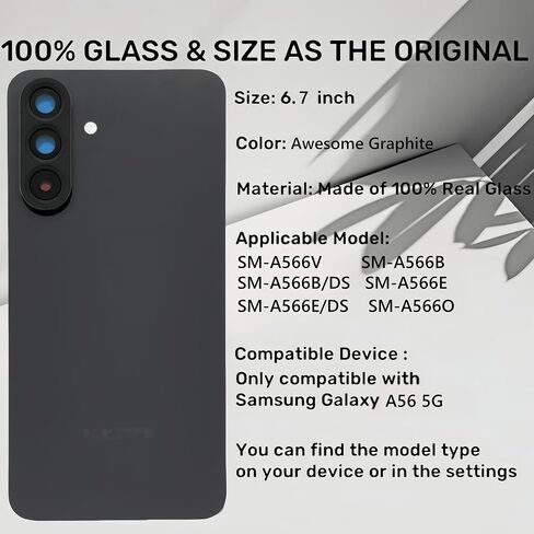 Galaxy A56 Back Glass Replacement for Samsung Galaxy A56 5G SM-A566E 6.7 inches Rear Back Cover Glass Waterproof and Professional Repair Tool Kit (Awesome LightGray) in Saudi Arabia