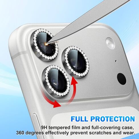 1 Set Glitter Camera Lens Protector Compatible for iPhone 17/16/16 Plus Glass, Anti-scratch 9H HD Tempered Lens Cover & Easy Installation Lens Screen Protector for iPhone 17-Gold in Saudi Arabia