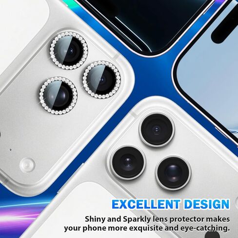 1 Set Glitter Camera Lens Protector Compatible for iPhone 17/16/16 Plus Glass, Anti-scratch 9H HD Tempered Lens Cover & Easy Installation Lens Screen Protector for iPhone 17-Gold in Saudi Arabia