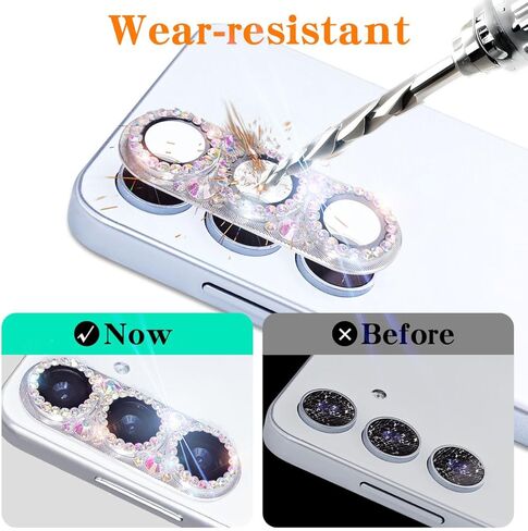 واقي عدسة الكاميرا Cavdycidy Bling Diamond متوافق مع هاتف Samsung Galaxy S25 Plus، غطاء كاميرا معدني لامع، واقي شاشة كامل لعدسة زجاجية مقواة 9H مع بريق حجر الراين ثلاثي الأبعاد in Kuwait