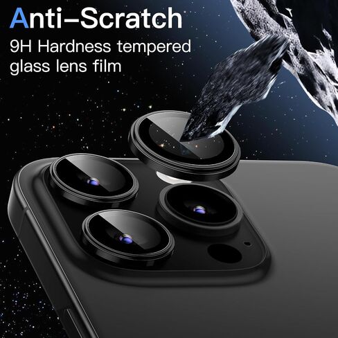 JETech Camera Lens Protector for iPhone 16 Pro 6.3-Inch and iPhone 16 Pro Max 6.9-Inch, 1:1 Invisible Fit, 9H Tempered Glass Metal Individual Ring Cover, HD Clear, 1 Set (Black Titanium) in Saudi Arabia