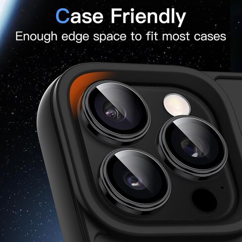 JETech Camera Lens Protector for iPhone 16 Pro 6.3-Inch and iPhone 16 Pro Max 6.9-Inch, 1:1 Invisible Fit, 9H Tempered Glass Metal Individual Ring Cover, HD Clear, 1 Set (Black Titanium) in Saudi Arabia
