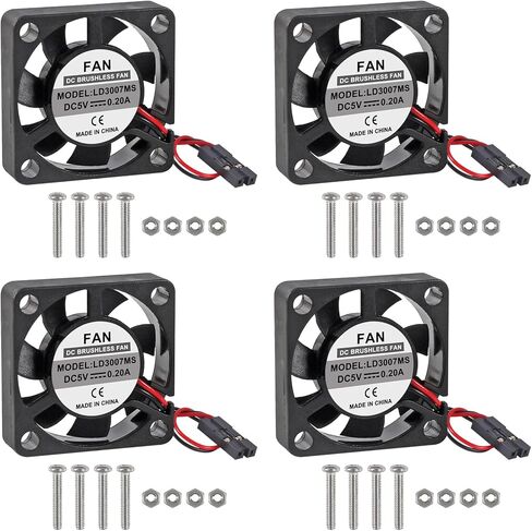 4pcs Fan for Raspberry Pi Cooling Fan Brushless CPU Cooling Fan Cooler Radiator Connector Separating One-to-Two Interface 3.3V 5V for Raspberry Pi4 Pi3 B+, Pi 3, Pi 2, Pi 1 B+ Pi Zero/Zero W in Saudi Arabia