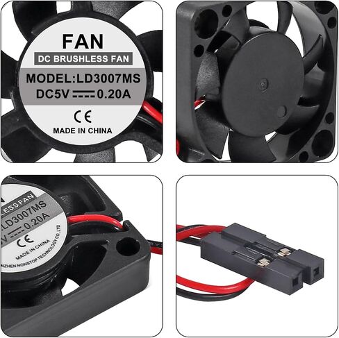 4pcs Fan for Raspberry Pi Cooling Fan Brushless CPU Cooling Fan Cooler Radiator Connector Separating One-to-Two Interface 3.3V 5V for Raspberry Pi4 Pi3 B+, Pi 3, Pi 2, Pi 1 B+ Pi Zero/Zero W in Saudi Arabia