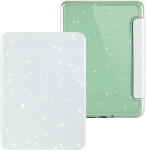 Giltter Case for 6.8" Kindle Paperwhite 11th Generation 2021 and 6.8" Kindle Paperwhite Signature Edition, PU Leather Cover, Transparent Hard Back Shell with Auto Sleep/Wake,Glitter Pink in Saudi Arabia