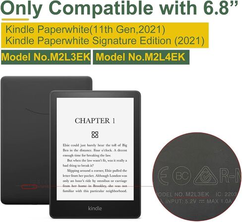 Giltter Case for 6.8" Kindle Paperwhite 11th Generation 2021 and 6.8" Kindle Paperwhite Signature Edition, PU Leather Cover, Transparent Hard Back Shell with Auto Sleep/Wake,Glitter Pink in Saudi Arabia