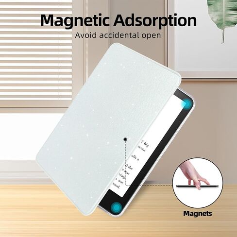 Giltter Case for 6.8" Kindle Paperwhite 11th Generation 2021 and 6.8" Kindle Paperwhite Signature Edition, PU Leather Cover, Transparent Hard Back Shell with Auto Sleep/Wake,Glitter Pink in Saudi Arabia