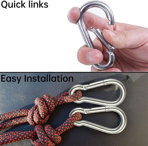 8-Pack Stainless Steel Carabiner Clips, Heavy Duty Spring Snap Hooks for Camping, Hiking & Daily Use in Saudi Arabia