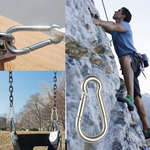 8-Pack Stainless Steel Carabiner Clips, Heavy Duty Spring Snap Hooks for Camping, Hiking & Daily Use in Saudi Arabia