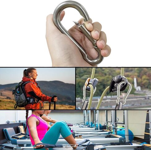 8-Pack Stainless Steel Carabiner Clips, Heavy Duty Spring Snap Hooks for Camping, Hiking & Daily Use in Saudi Arabia