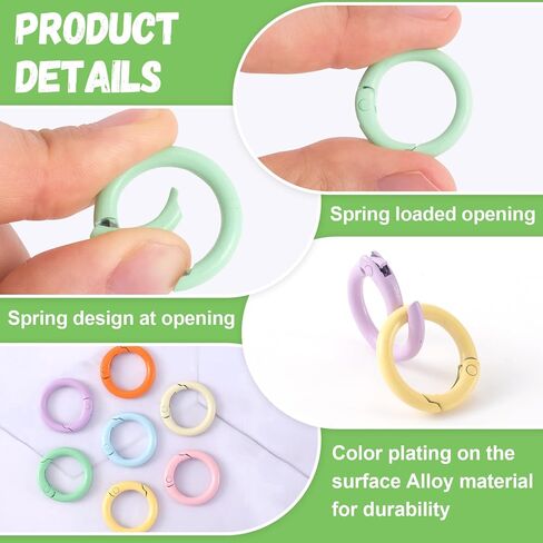 Spring O Rings, Round Keychain Carabiner Clips, Alloy Trigger Buckle DIY Accessories in Saudi Arabia