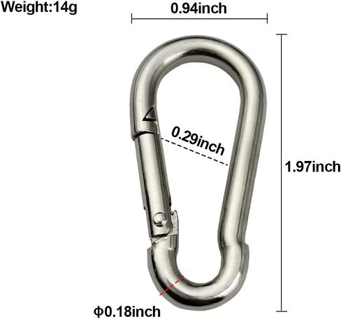 8-Pack Stainless Steel Carabiner Clips, Heavy Duty Spring Snap Hooks for Camping, Hiking & Daily Use in Saudi Arabia