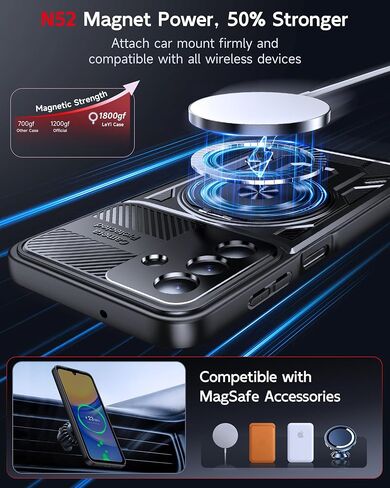 LeYi for Samsung Galaxy A16-5G Phone Case: with Glass Screen Protector, Samsung A16 5G Case Fit Magsafe Heavy Duty Rugged Shockproof Protection Magnetic Ring Stand Mobile Cover Funda para A 16, Black in Saudi Arabia