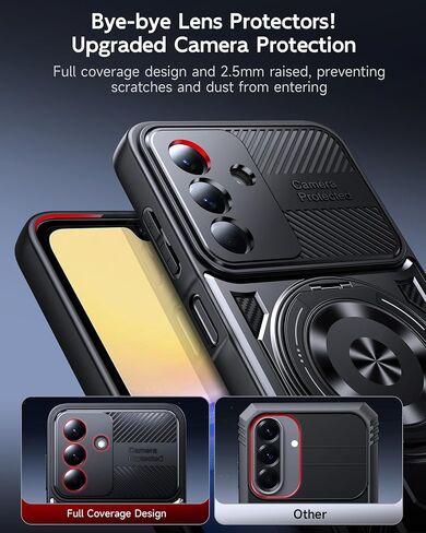 LeYi for Samsung Galaxy A16-5G Phone Case: with Glass Screen Protector, Samsung A16 5G Case Fit Magsafe Heavy Duty Rugged Shockproof Protection Magnetic Ring Stand Mobile Cover Funda para A 16, Black in Saudi Arabia