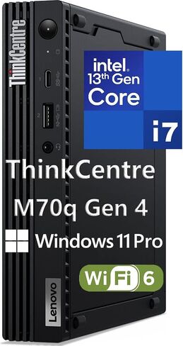 Lenovo ThinkCentre M70q Gen 4 MFF 1L Tiny PC Business Mini Desktop Computer, 16GB DDR5 RAM, 512GB PCIe SSD, 13th Gen Intel 16-Core i7-13700T, WiFi 6, RJ45, HDMI, DisplayPort, Windows 11 Pro, Befec-toy in Saudi Arabia