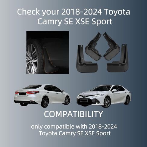 تتناسب اللوحات الطينية مع 2025-2026 إكسسوارات تويوتا كامري سبورت سي/XSE ، 4 مساءً حراس الطين الخلفي الأمامي واقي دفقة ， لا حاجة لحفر فتحات الشفاه العجلة الأمامية والخلفية in Saudi Arabia