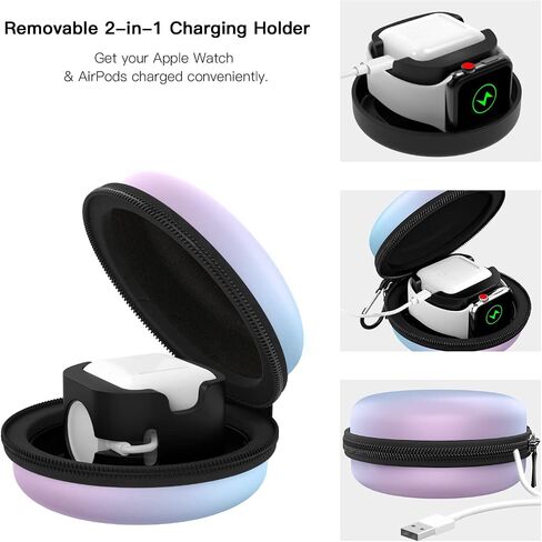 Storage Box Compatible Apple Watch Series 11/10/9/8/7/6/5/4/3/2/1/SE3/SE2/SE,Portable Travel Case fit iWatch 46mm 45mm 44mm 42mm 41mm 40mm 38mm AirPods Pro/3/2/1 Charging Dock,GrditBluePurple in Kuwait