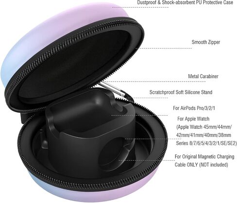 Storage Box Compatible Apple Watch Series 11/10/9/8/7/6/5/4/3/2/1/SE3/SE2/SE,Portable Travel Case fit iWatch 46mm 45mm 44mm 42mm 41mm 40mm 38mm AirPods Pro/3/2/1 Charging Dock,GrditBluePurple in Kuwait