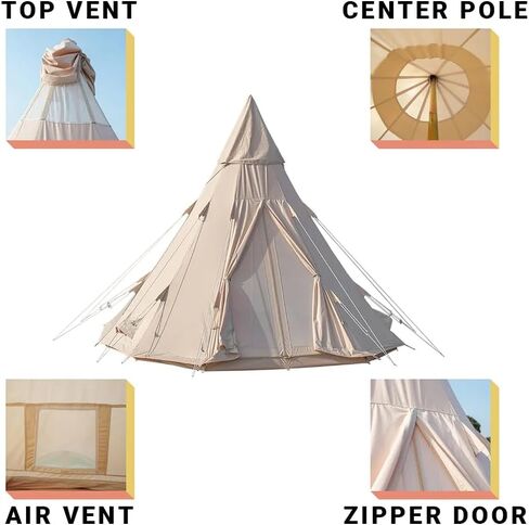 4-Season Canvas Teepee Tent for Camping - Durable, Spacious & Versatile Family Tent Ideal for Outdoor Adventures in Saudi Arabia