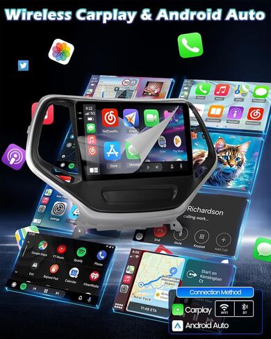 4+128G Android Car Stereo for Jeep Cherokee Sport 2014 2015 2016 2017 with Wireless Carplay/Android Auto - 10 Inch HD Touchscreen Radio with EQ/5GHz WiFi/GPS/SWC + AHD Rear View Camera in Saudi Arabia