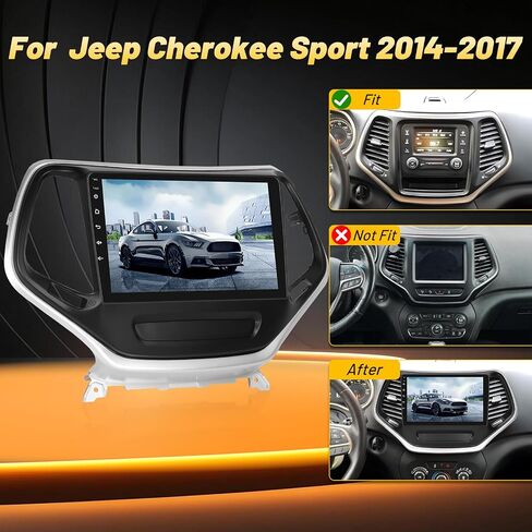 4+128G Android Car Stereo for Jeep Cherokee Sport 2014 2015 2016 2017 with Wireless Carplay/Android Auto - 10 Inch HD Touchscreen Radio with EQ/5GHz WiFi/GPS/SWC + AHD Rear View Camera in Kuwait