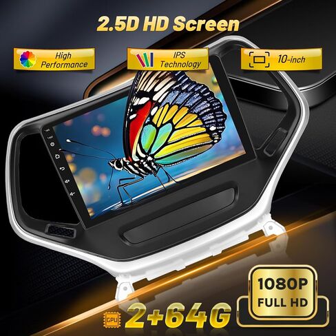 4+128G Android Car Stereo for Jeep Cherokee Sport 2014 2015 2016 2017 with Wireless Carplay/Android Auto - 10 Inch HD Touchscreen Radio with EQ/5GHz WiFi/GPS/SWC + AHD Rear View Camera in Kuwait