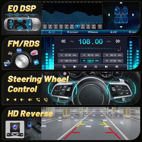 4+128G Android Car Stereo for Jeep Cherokee Sport 2014 2015 2016 2017 with Wireless Carplay/Android Auto - 10 Inch HD Touchscreen Radio with EQ/5GHz WiFi/GPS/SWC + AHD Rear View Camera in Kuwait