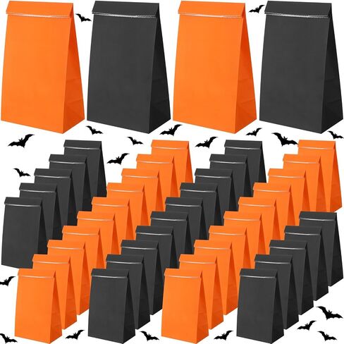 Qilery 50 Pcs Party Favor Bags Gift Bag, Colorful Kraft Paper Party Gift Bag for Children's Birthday, Wedding, Crafts, Party Supplies, Small Handleless Food Bag, 5 x 3 x 9 Inch (Red, Green) in Kuwait