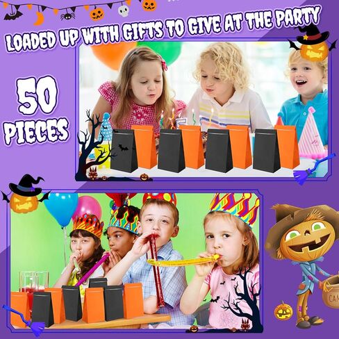 Qilery 50 Pcs Party Favor Bags Gift Bag, Colorful Kraft Paper Party Gift Bag for Children's Birthday, Wedding, Crafts, Party Supplies, Small Handleless Food Bag, 5 x 3 x 9 Inch (Red, Green) in Kuwait