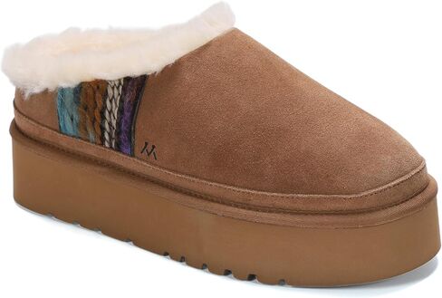 Mykos Women's Jane Suede Slip-On Platform Slipper - Stylish Indoor/Outdoor with Durable Platform (1.65") Sole – Cozy, Versatile Shoe for Lounging or Casual Outings - (Cream-6 M US) in Saudi Arabia