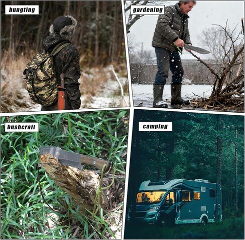 سكين صيد بشفرة ثابتة مع غمد، سكاكين حادة للبقاء على قيد الحياة في الهواء الطلق بالكامل للتخييم والمشي لمسافات طويلة، منجل عمل شديد التحمل مقاس 15.75 بوصة لقطع الأشجار in Kuwait