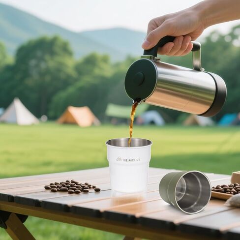 Travel Mug Ceramic Coated Stainless Steel Insulated, Cup for Coffee, Tea and Drinks, BPA-Free, for Outdoor Picnic Hiking Fishing Surfing Party Pint cup Metal Mug Tumbler Camping Gift for Him in Saudi Arabia